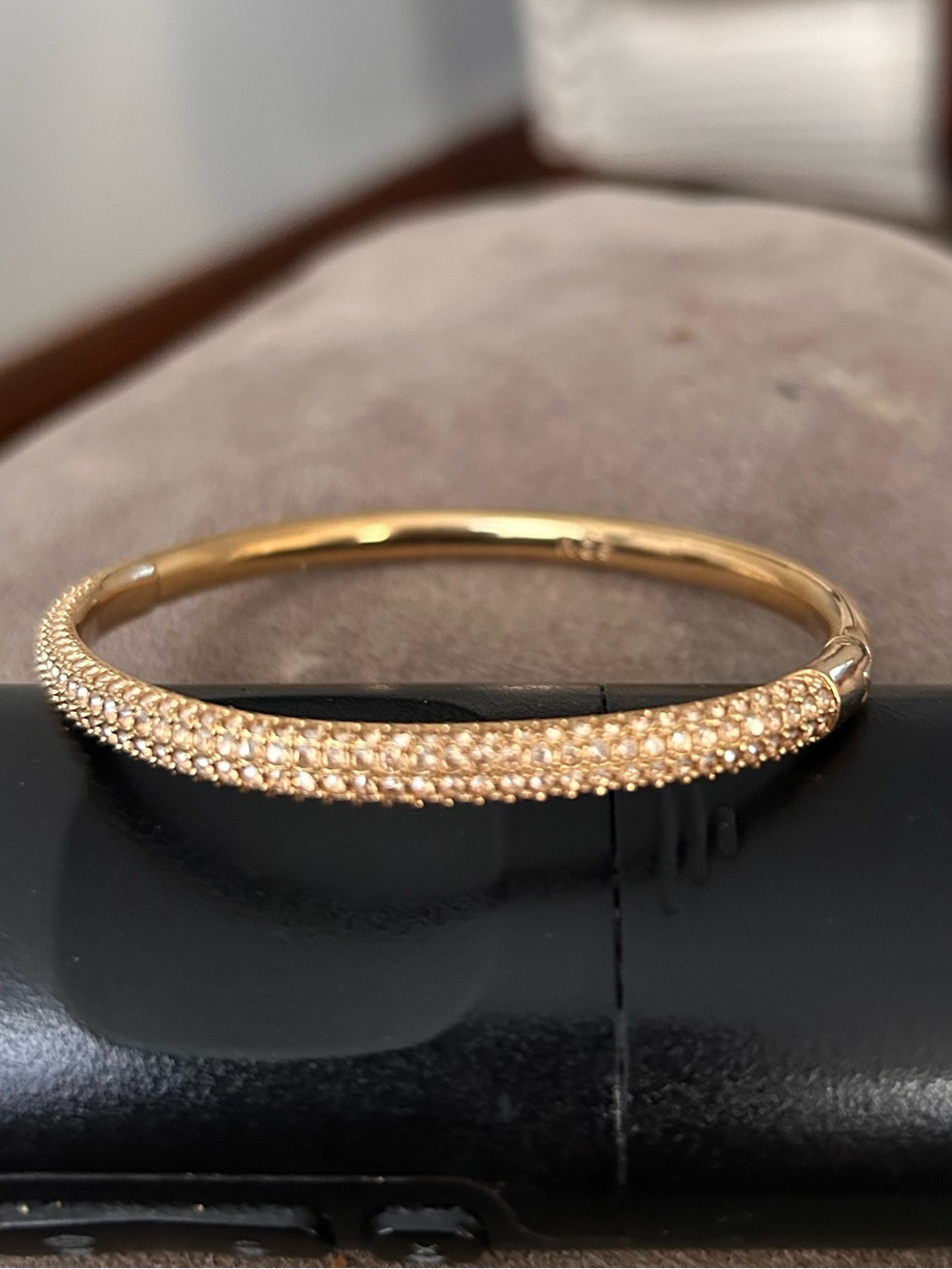 Swarovski gold plated hinged bangle bracelet - Picture 2 of 5